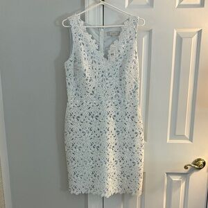 LOFT White Floral Lace Mini Dress